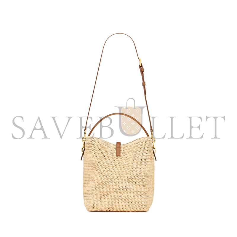 Y*L le 37 in woven raffia and vegetable-tanned leather 773991gaad72080 (20*25*16cm)